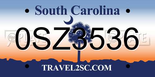 0SZ3536 South Carolina License Plate