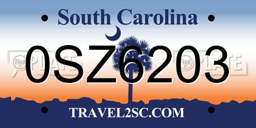 0SZ6203 South Carolina License Plate