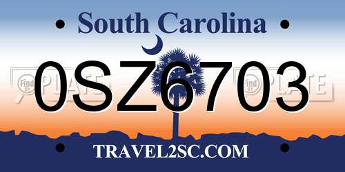 0SZ6703 South Carolina License Plate