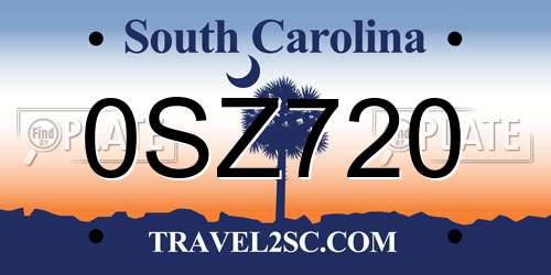 0SZ720 South Carolina License Plate