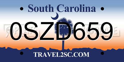 0SZD659 South Carolina License Plate