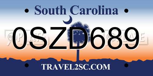 0SZD689 South Carolina License Plate