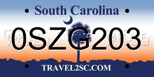 0SZG203 South Carolina License Plate