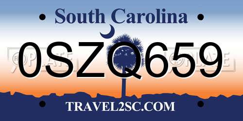 0SZQ659 South Carolina License Plate