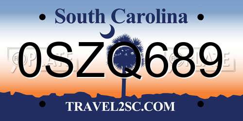 0SZQ689 South Carolina License Plate