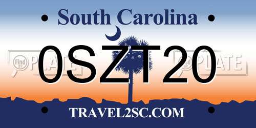 0SZT20 South Carolina License Plate