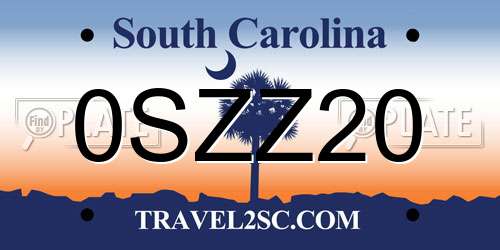 0SZZ20 South Carolina License Plate