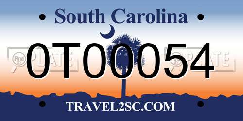 0T00054 South Carolina License Plate