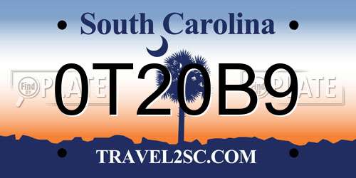 0T20B9 South Carolina License Plate
