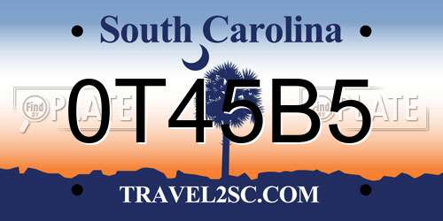 0T45B5 South Carolina License Plate