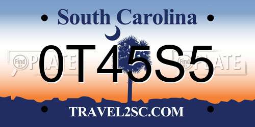 0T45S5 South Carolina License Plate