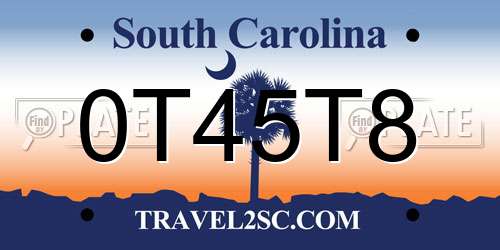 0T45T8 South Carolina License Plate