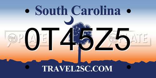 0T45Z5 South Carolina License Plate