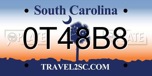 0T48B8 South Carolina License Plate
