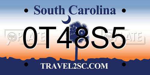 0T48S5 South Carolina License Plate