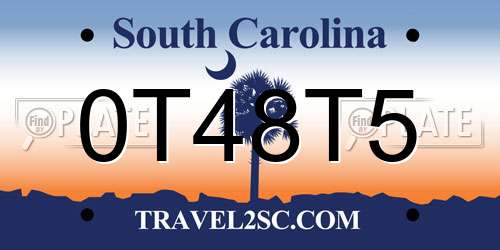 0T48T5 South Carolina License Plate