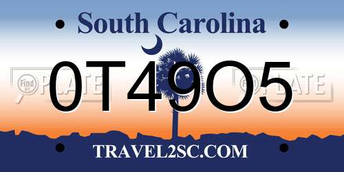 0T49O5 South Carolina License Plate