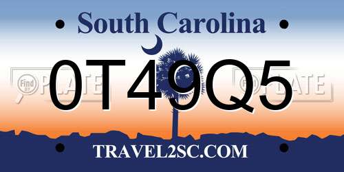 0T49Q5 South Carolina License Plate