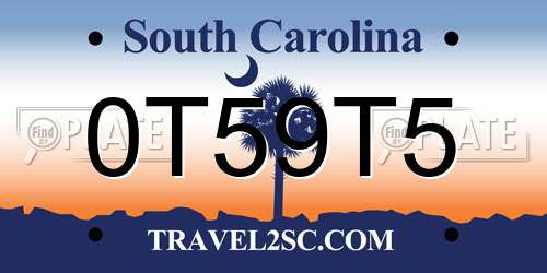 0T59T5 South Carolina License Plate
