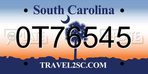 0T76545 South Carolina License Plate