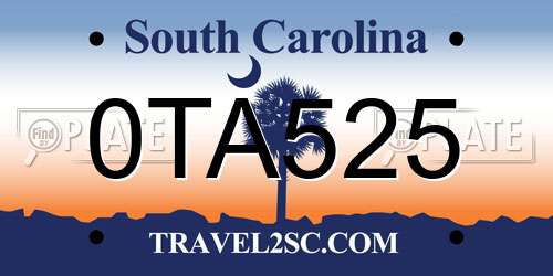 0TA525 South Carolina License Plate