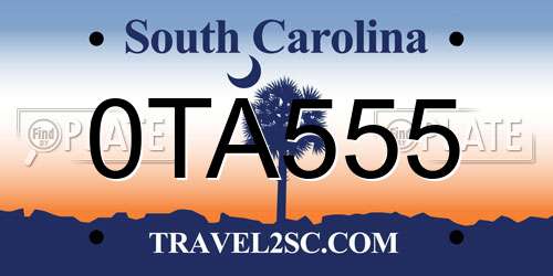 0TA555 South Carolina License Plate