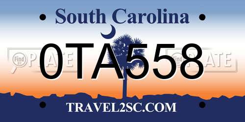 0TA558 South Carolina License Plate