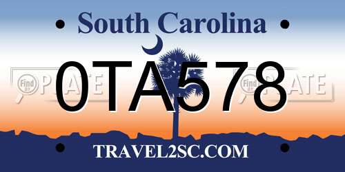 0TA578 South Carolina License Plate