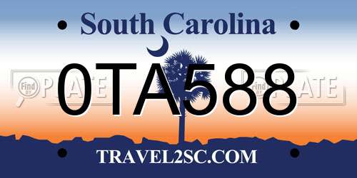 0TA588 South Carolina License Plate