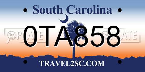 0TA858 South Carolina License Plate