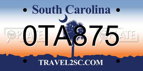 0TA875 South Carolina License Plate