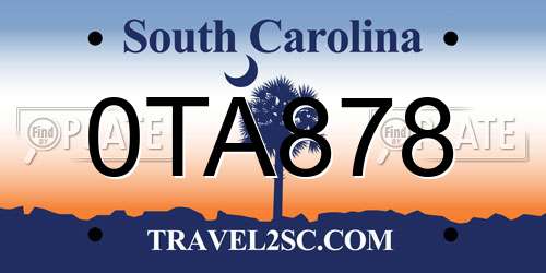 0TA878 South Carolina License Plate