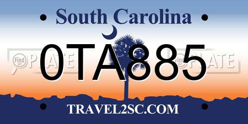 0TA885 South Carolina License Plate