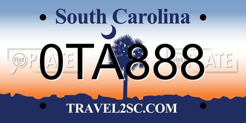 0TA888 South Carolina License Plate