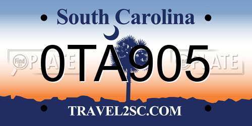 0TA905 South Carolina License Plate