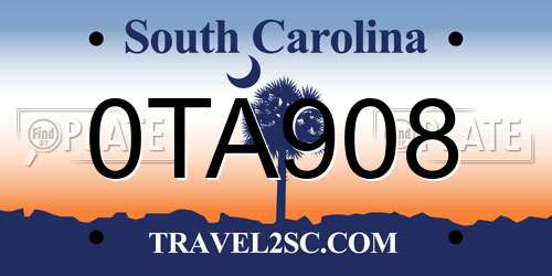 0TA908 South Carolina License Plate