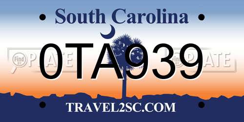 0TA939 South Carolina License Plate