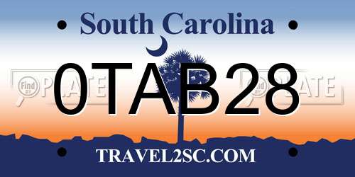 0TAB28 South Carolina License Plate