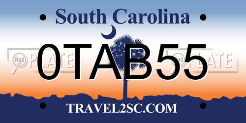 0TAB55 South Carolina License Plate