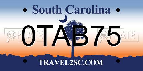 0TAB75 South Carolina License Plate