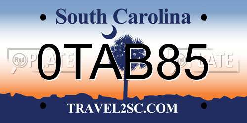 0TAB85 South Carolina License Plate