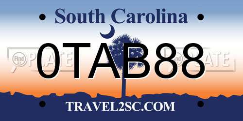 0TAB88 South Carolina License Plate