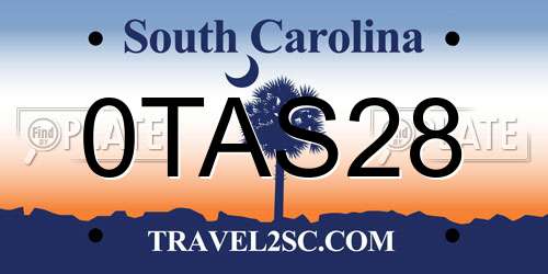 0TAS28 South Carolina License Plate