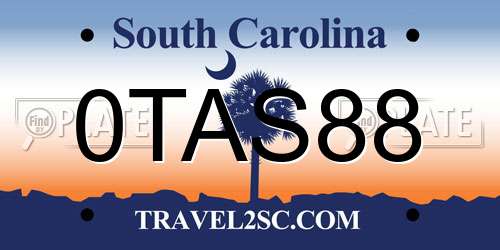 0TAS88 South Carolina License Plate