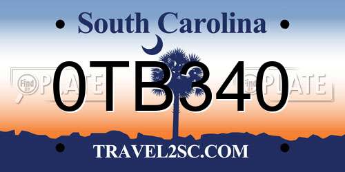 0TB340 South Carolina License Plate
