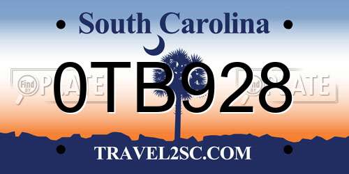 0TB928 South Carolina License Plate