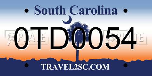 0TD0054 South Carolina License Plate
