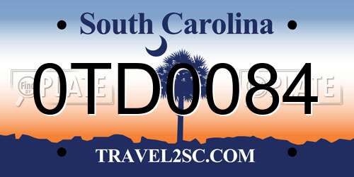 0TD0084 South Carolina License Plate