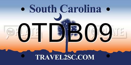 0TDB09 South Carolina License Plate