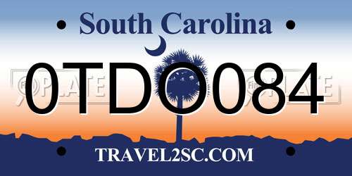 0TDO084 South Carolina License Plate